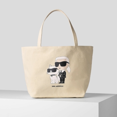 Beige Women's Karl Lagerfeld K/Ikonik 2.0 Karl & Choupette Shopper Tote Bags | AE890TQZG