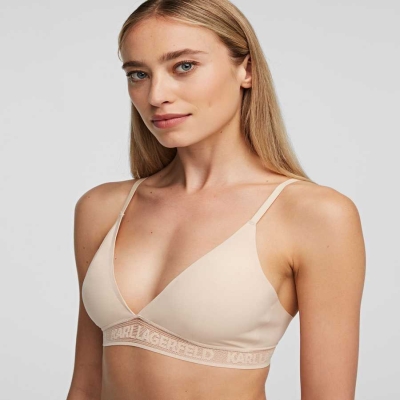 Beige Women's Karl Lagerfeld Ultra-light Karl Logo Triangle Bra Underwear | AE501LTQN