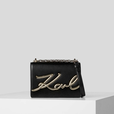 Black / Gold Women's Karl Lagerfeld K/Signature Small Shoulder Bags | AE821LYMU