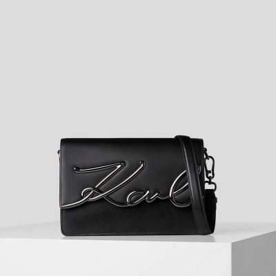 Black / Grey Women's Karl Lagerfeld K/Signature Shoulder Bags | AE204ZLHU