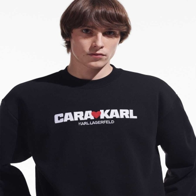 Black Men's Karl Lagerfeld Cara Loves Karl Sweatshirts | AE524BZMX