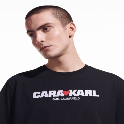 Black Men's Karl Lagerfeld Cara Loves Karl T-Shirts | AE594PZJY