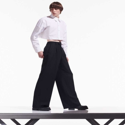 Black Men's Karl Lagerfeld Cara Loves Karl Wide-leg Pants | AE615ECZP