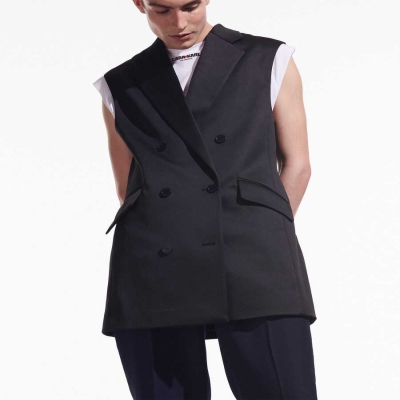 Black Men's Karl Lagerfeld Cara Loves Karl Tuxedo Vest | AE879TMQB