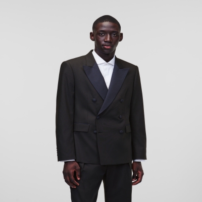 Black Men's Karl Lagerfeld Double-breasted Tailored Blazers | AE564QVKE