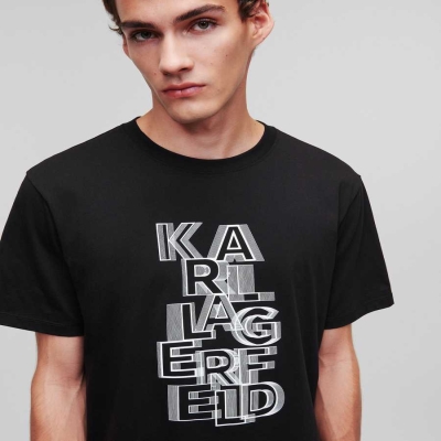 Black Men's Karl Lagerfeld Graphic Karl Logo T-Shirts | AE624MWNU