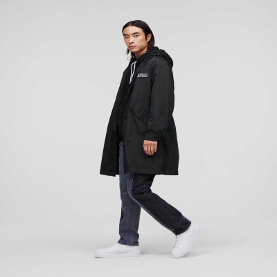 Black Men's Karl Lagerfeld Ikonik 2.0 Parka Jackets | AE902QNFT