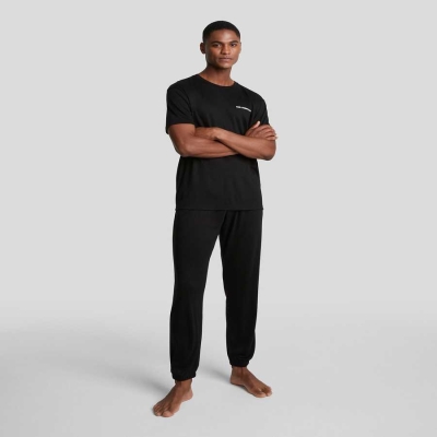 Black Men's Karl Lagerfeld Karl Logo Pajama Set Sleepwear | AE264GJHM