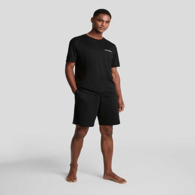 Black Men's Karl Lagerfeld Karl Logo Shorts And Tee Pajama Set Sleepwear | AE164ALYO