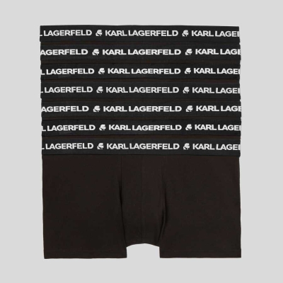 Black Men's Karl Lagerfeld Karl Logo Trunks - 7 Pack Underwear | AE143DALQ