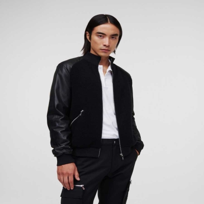 Black Men's Karl Lagerfeld Karl Zip Jackets | AE312GHAN