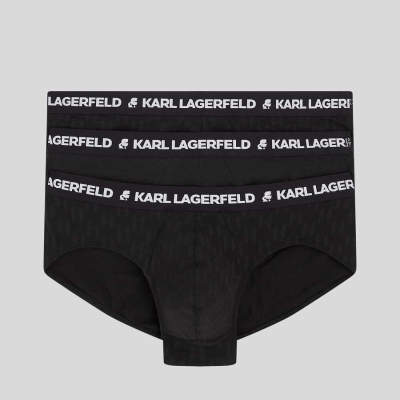 Black Men's Karl Lagerfeld Kl Monogram Briefs – 3 Pack Underwear | AE150XHPA