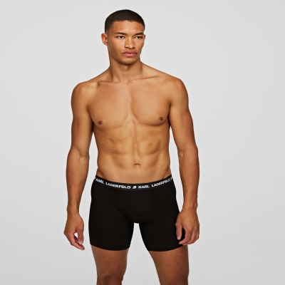 Black Men's Karl Lagerfeld Logo Boxers - 3 Pack Underwear | AE015DMTR