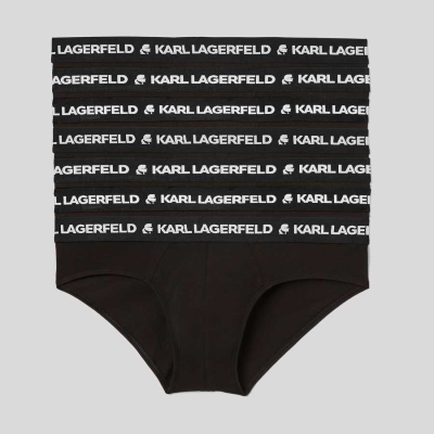 Black Men's Karl Lagerfeld Logo Briefs - 7 Pack Underwear | AE915QFPL