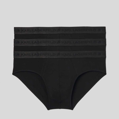 Black Men's Karl Lagerfeld Premium Karl Logo Brief – 3 Pack Underwear | AE026OZRF