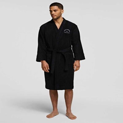 Black Men's Karl Lagerfeld Rue St-guillaume Bathrobe Loungewear | AE632RGPW