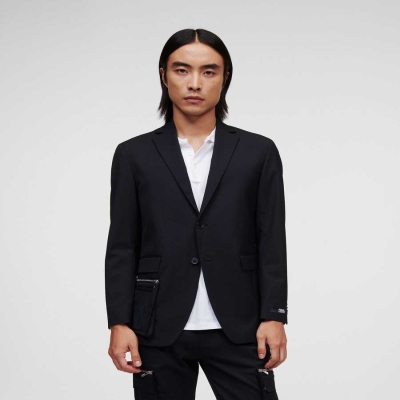 Black Men's Karl Lagerfeld Tailored Jackets | AE175SRZM