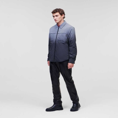 Black Silver Men's Karl Lagerfeld Lightweight Reflective Dégradé Jackets | AE652AYIR