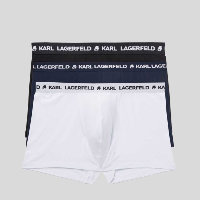 Black / White / Navy Men's Karl Lagerfeld Karl Logo Monochrome Trunks - 3 Pack Underwear | AE039KTDS