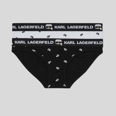 Black / White Women's Karl Lagerfeld Ikonik Karl Briefs - 2 Pack Underwear | AE123PTZN