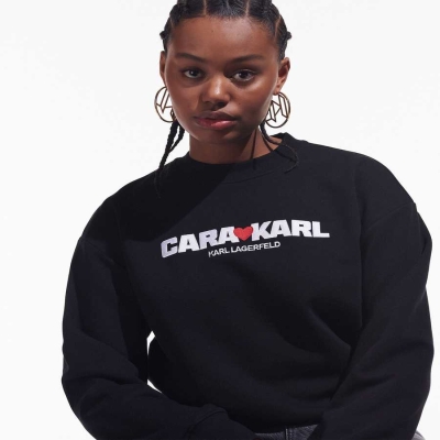 Black Women's Karl Lagerfeld Cara Loves Karl Sweatshirts | AE680TZKG