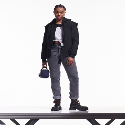 Black Women's Karl Lagerfeld Cara Loves Karl Transformer Bomber Jackets | AE768WQST