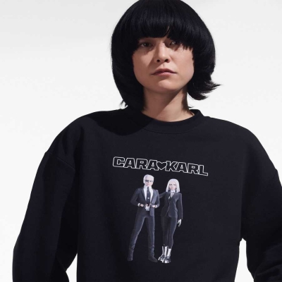 Black Women's Karl Lagerfeld Cara Loves Karl Avatar Sweatshirts | AE803NPIO