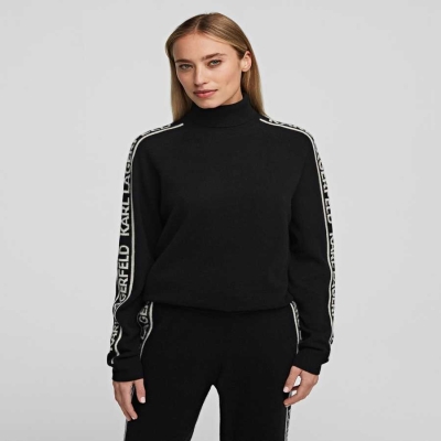 Black Women's Karl Lagerfeld Cashmere Turtleneck Sweater Loungewear | AE856NTYZ