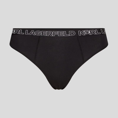 Black Women's Karl Lagerfeld Ikonik 2.0 Logo High-rise Brief Underwear | AE709SGQA