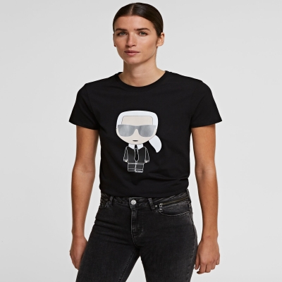 Black Women's Karl Lagerfeld Ikonik Karl T-Shirts | AE264MIGW