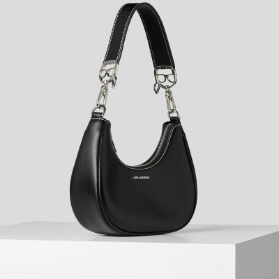 Black Women's Karl Lagerfeld K/Ikonik Lock Moon Shoulder Bags | AE981QJCY