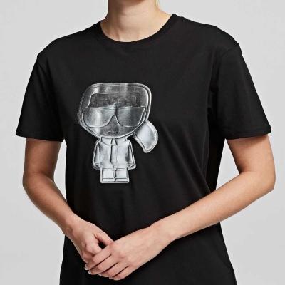 Black Women's Karl Lagerfeld K/Ikonik Rhinestone T-Shirts | AE835JCWX