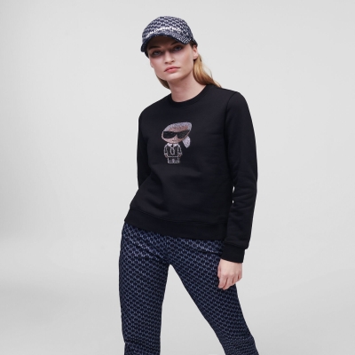 Black Women's Karl Lagerfeld K/Ikonik Sparkle Sweatshirts | AE956ORKE