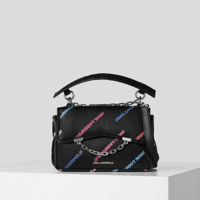 Black Women's Karl Lagerfeld K/Karl Seven Soft Future Logo Shoulder Bags | AE186DJHW