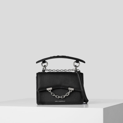 Black Women's Karl Lagerfeld K/Karl Seven Grain Leather Mini Shoulder Bags | AE435GBJO