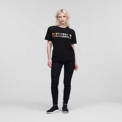 Black Women's Karl Lagerfeld K/Love T-Shirts | AE623YILV