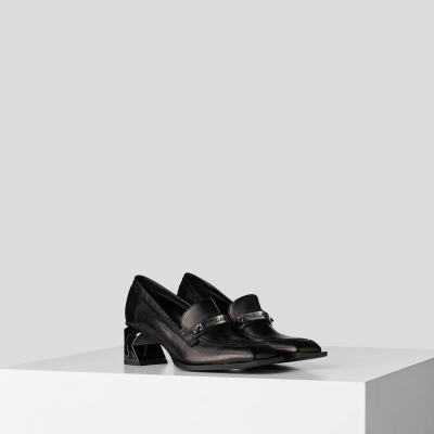 Black Women's Karl Lagerfeld K-blok Apron Front Loafers Sandals & Flats | AE546AWQC