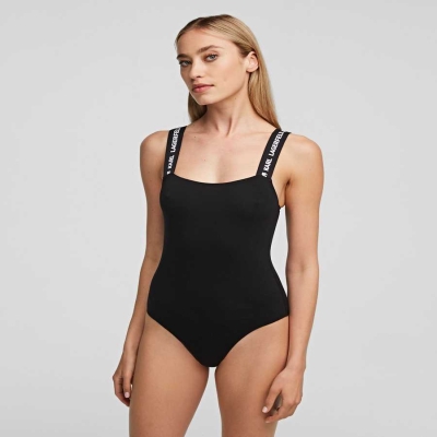 Black Women's Karl Lagerfeld Karl Logo Bodysuit Underwear | AE520OPYJ