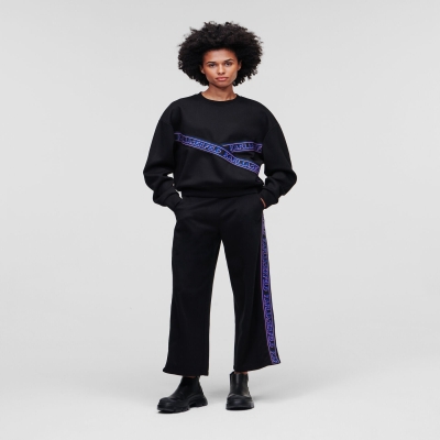 Black Women's Karl Lagerfeld Karl Logo Cropped Sweatshirts | AE497IGXN