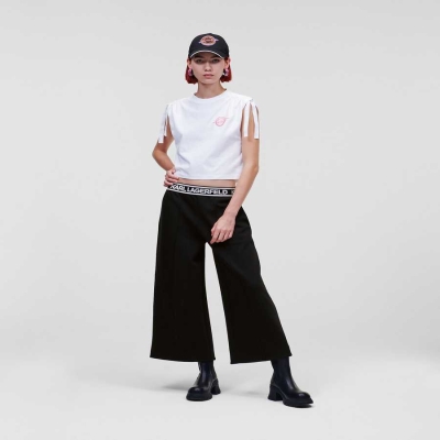 Black Women's Karl Lagerfeld Karl Logo Culottes Pants | AE504MGBP