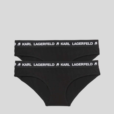 Black Women's Karl Lagerfeld Karl Logo Hipster Briefs - 2 Pack Underwear | AE351GONE