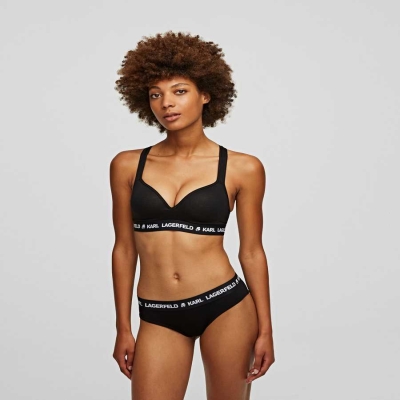 Black Women's Karl Lagerfeld Karl Logo Padded Bra Underwear | AE192FOEX