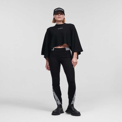 Black Women's Karl Lagerfeld Karl Logo Punto Legging Pants | AE753YKHV