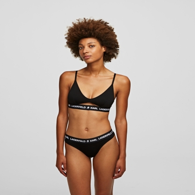 Black Women's Karl Lagerfeld Karl Logo Peephole Bra Underwear | AE958YTIJ