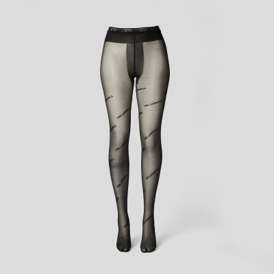 Black Women's Karl Lagerfeld Karl Logo Tights Underwear | AE517FTRL