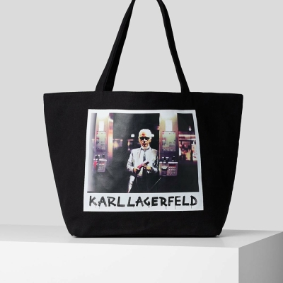 Black Women's Karl Lagerfeld Karl Series Canvas Shopper Tote Bags | AE576GPEQ