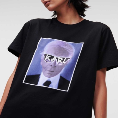 Black Women's Karl Lagerfeld Karl Series T-Shirts | AE768PSZO