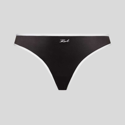 Black Women's Karl Lagerfeld Karl Signature Satin Brazilian Brief Underwear | AE431DBAG