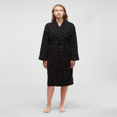 Black Women's Karl Lagerfeld Kl Monogram Bathrobe Loungewear | AE732LHGP