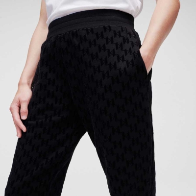 Black Women's Karl Lagerfeld Kl Monogram Flock-print Sweatpants | AE789NWGR